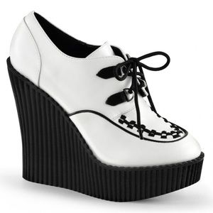 Demonia black & white Oxford Creeper Wedge Fits like sz 8